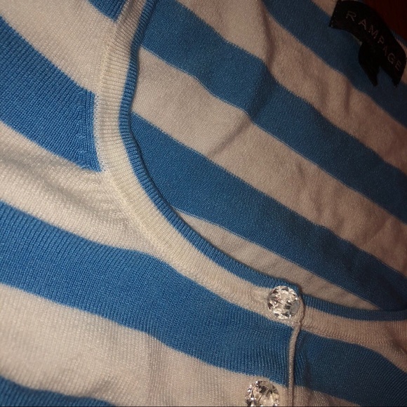 BLUE AND WHITE STRIPED 2000s SHIRT - Picture 4 of 4
